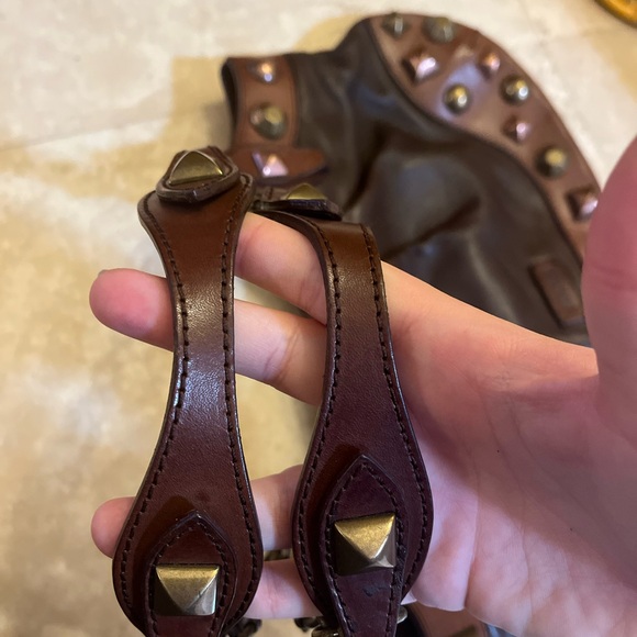 Y2K Moschino Brown Leather Embellished Chain Link Satchel - Picture 10 of 11